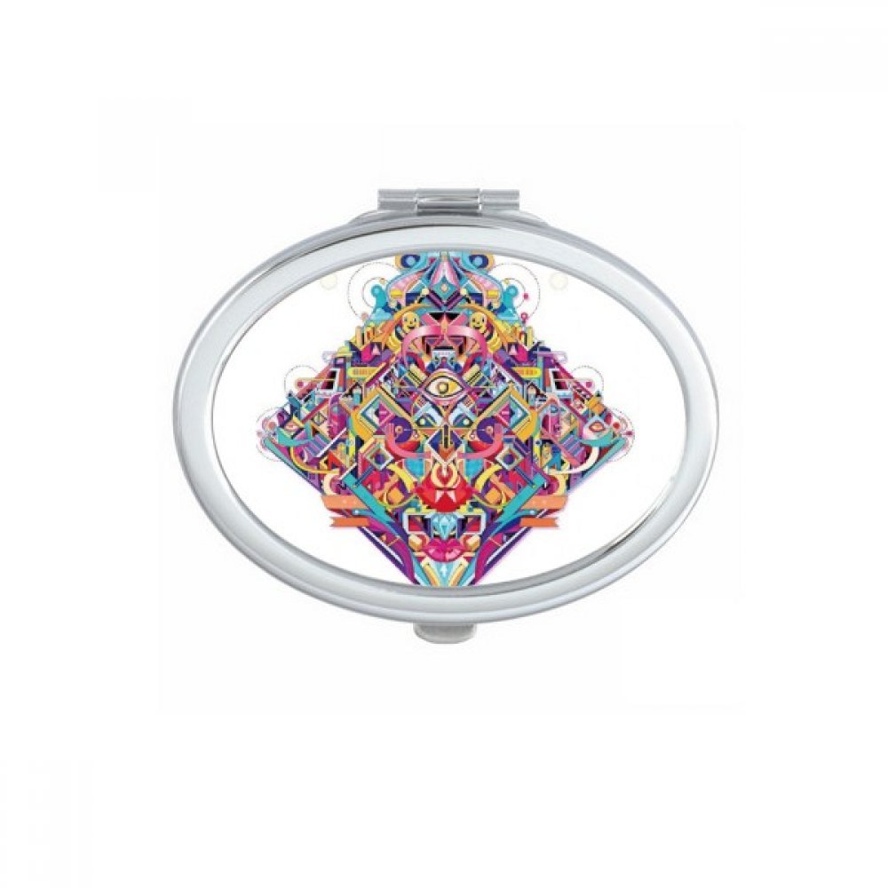 Miroir de poche à la main compact motif géométrique