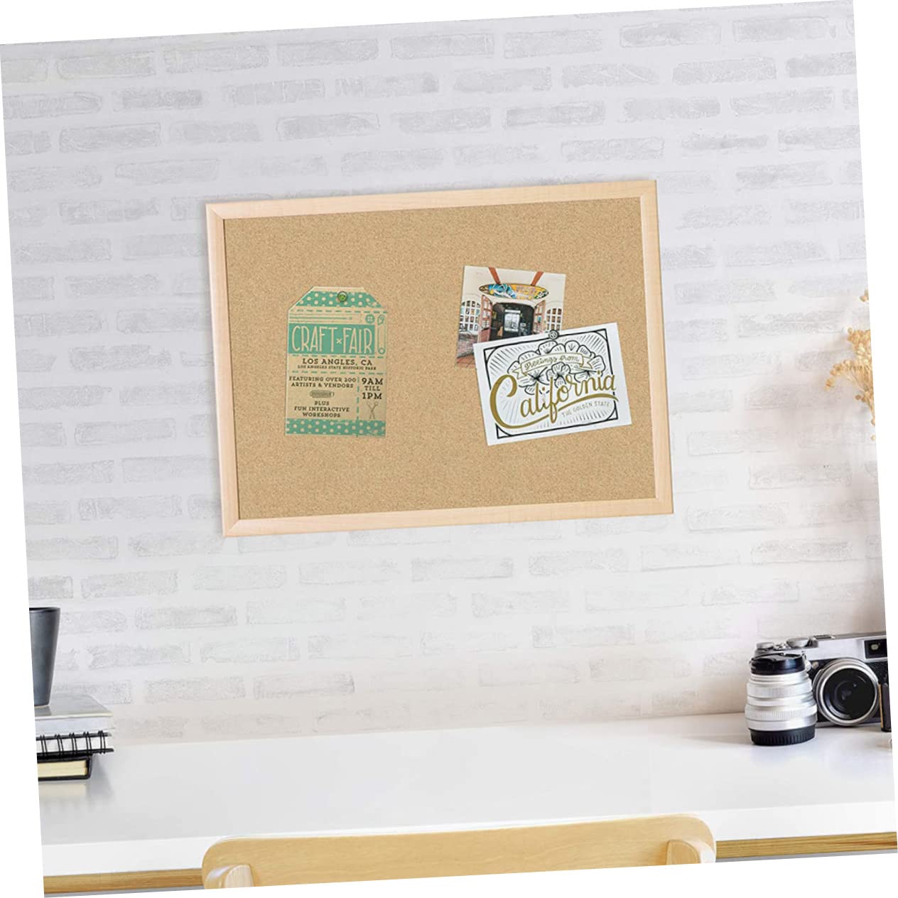 Operitacx Tablero de Corcho Enmarcado de Madera Tablero de Notas Colgante Multifuncional para Mensajes y Fotos para Oficina y