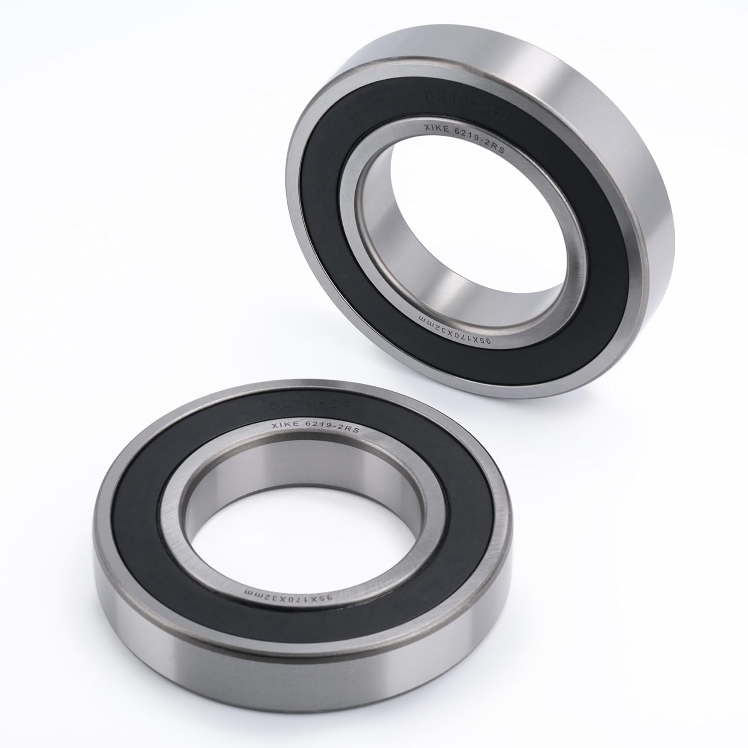 XiKe (1 Pack) 6219-2RS Double Sealed Deep Groove Ball Bearings, 95x170x32mm, Pre-Lubricated for High RPM, Chrome Steel P6, ABEC 3