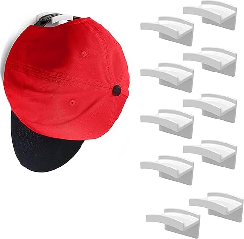 Electrilucn 10 ganchos para sombreros de pared, minimalista, sin perforación, ganchos de sombrero de sujeción fuerte para armario, puerta, pared,