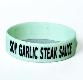 Silicone Bottle Label, "Soy Garlic Steak Sauce" Print, Fits 16-24 oz Dredge Shaker and Squeeze Bottles, Durable Food ID Band, Professional-Grade, 1-Pack