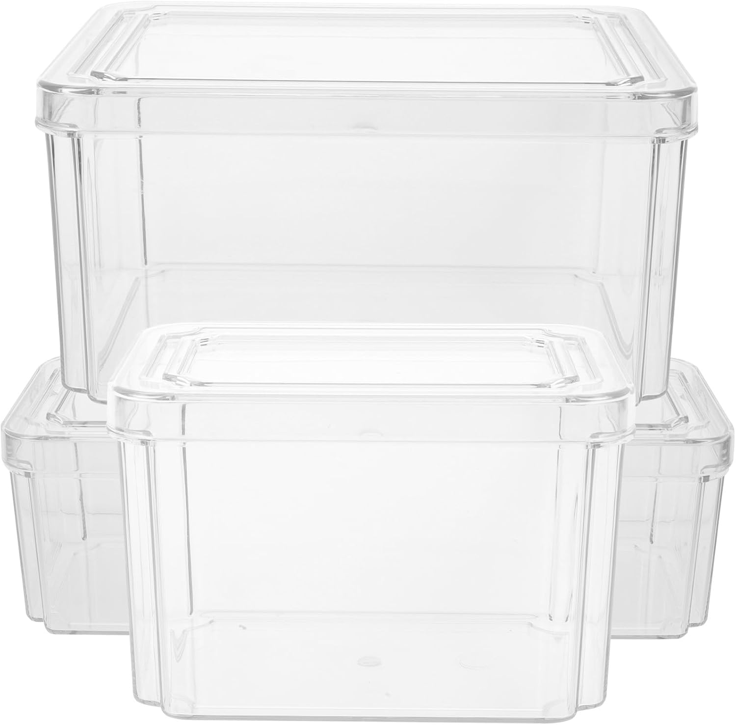 Stackable Sealing Food Boxes with Lids 3pcs Refrigerator Crisper Storage Bins Multi-function Freezer Containers for Kitchen Organization