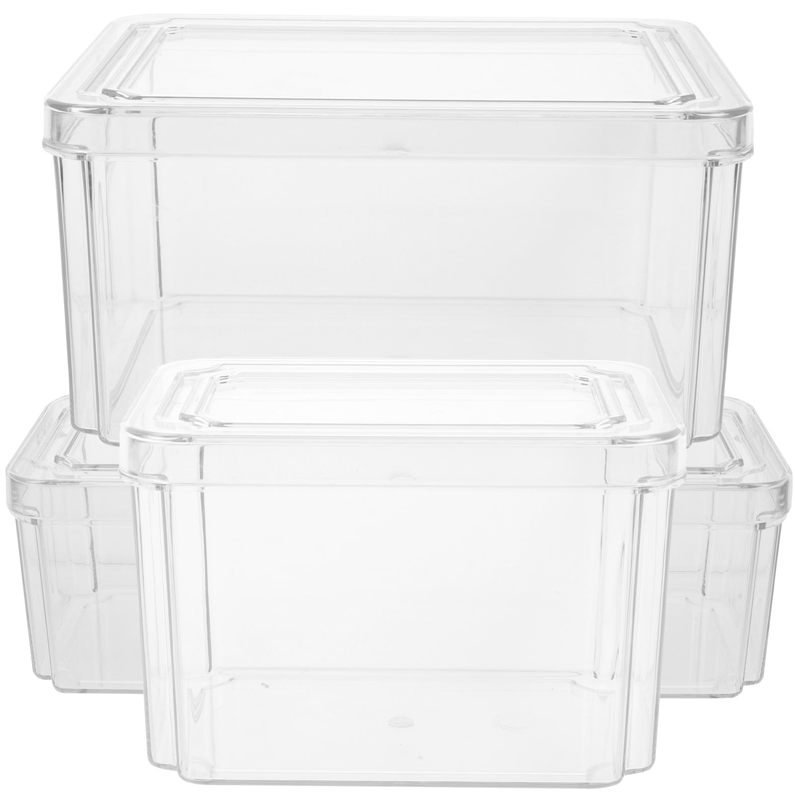 Set 3 Pezzi Contenitori Alimentari in Pet Grande Capacità per Conservare Frutta e Avanzi, Organizzatori Trasparenti per Cucina e Frigorifero