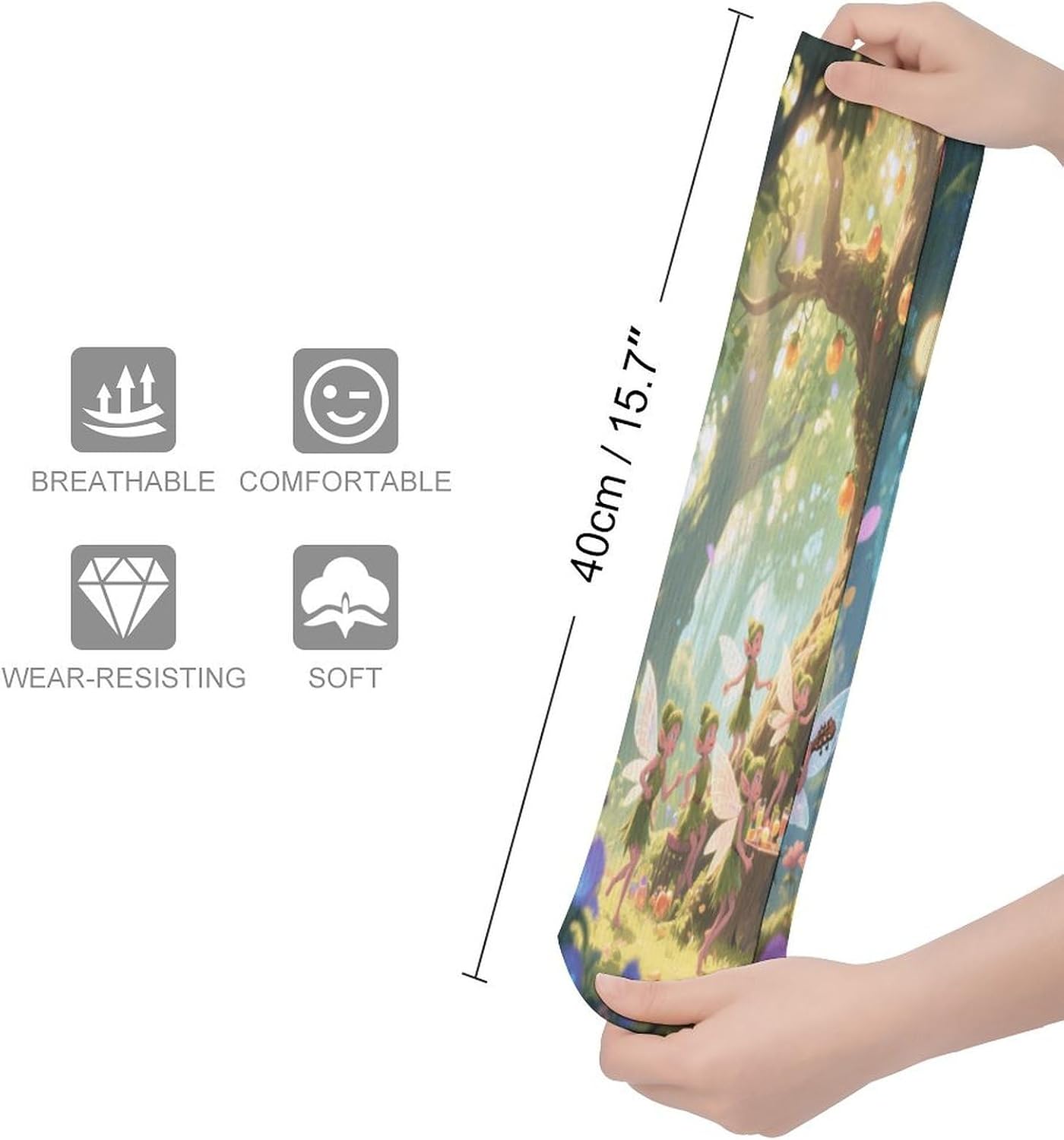 Elf Gathering Crew Socks High Stocking Thermal Socks | Tube Socks-Breathable-Moisture-Soft-wicking for Hospital Pilates Yoga for women men Grippy for office and daily walking