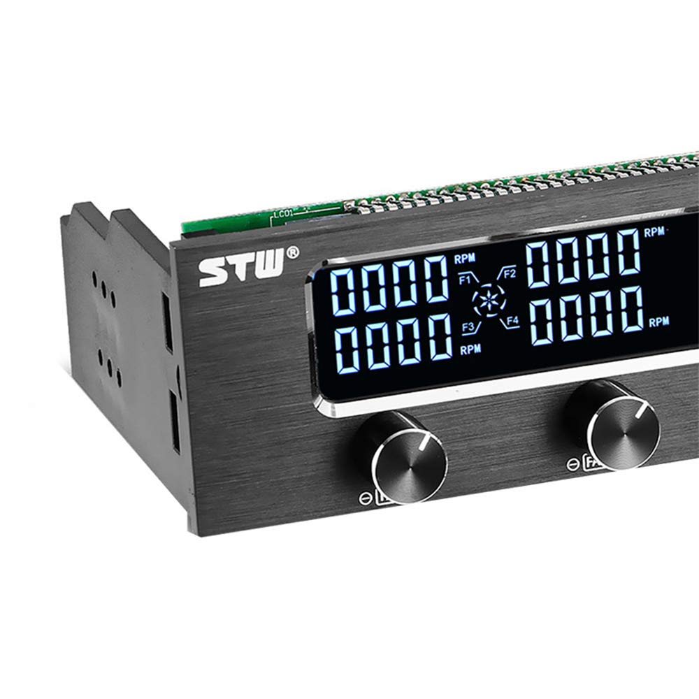 Grborn STW Multifunzione PC CPU 4 canali Ventilatore regolatore di velocità regolatore LCD Raffreddamento Pannello Frontale