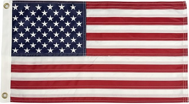 MARINE CITY American Flag for Boats 12 x 18 Inches Embroidered Stars and Double Stitched Sewn Stripes Polyester, Wind-Resistant Flag for High-Speed Watercraft for Marines Boats Yachts Ships