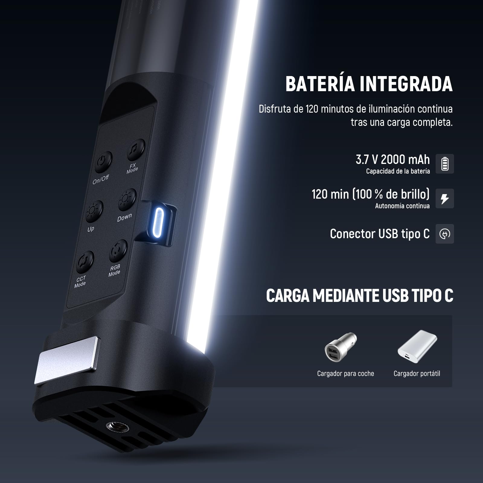 NEEWER Básico 12" Barra Luz RGB Magnética, Regulable CRI95 8W Tubo Luz LED Mano Tube Lighting Stick con 51 Modos RGB, Batería 2000mAh para Youtube TikTok Cámara Streaming Grabación Vídeo Estudio,SL30