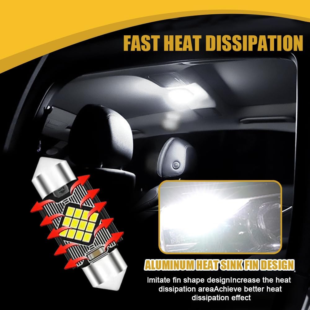 6PCS DE3175 LED Dome Light Bulbs, Extremely Bright 31mm DE3021 6428 6430 7065 1.22inch Led Interior Car Festoon Bulb, Upgraded 400LM 6500K Dome Map Door Lights LED Blub Universal for Most Car