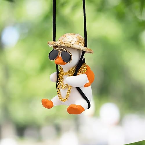 Miniatura 7 de wonuu Colgante de coche de pato agitado divertido adorno colgante de coche retrovisor de coche colgante lindo pato decoración de coche