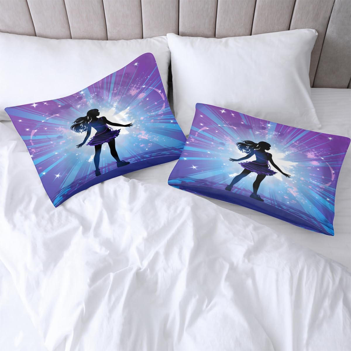 Dancing Girl Satin Pillowcase Set of 2, Silk Pillowcase for Hair and Skin 20x40” Luxury Smooth King Size Satin Pillow Cases with Zipper Gifts for Women Men