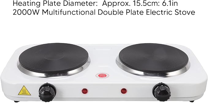 Estufa Eléctrica de 2 Placas 2000W Portátil para Cocina miniatura 9