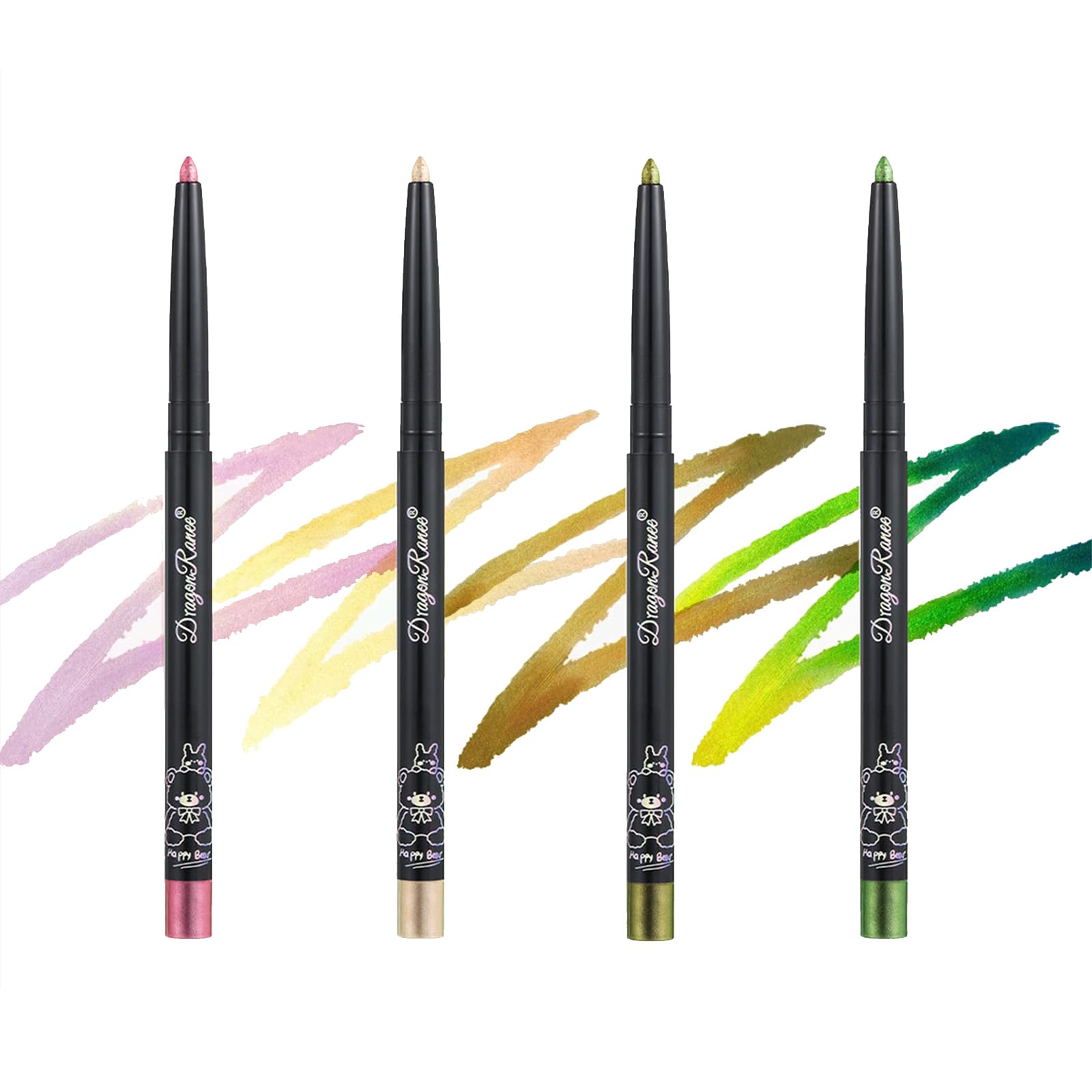 4 Colores Sombra de Ojos en Barra, MKNZOME Eyeliner y Sombras de Ojos Brillantes Sombra de Ojos en Crema Maquillaje Profesional, Acabado Brillante, Altamente Pigmentada, Larga Duración y Suave