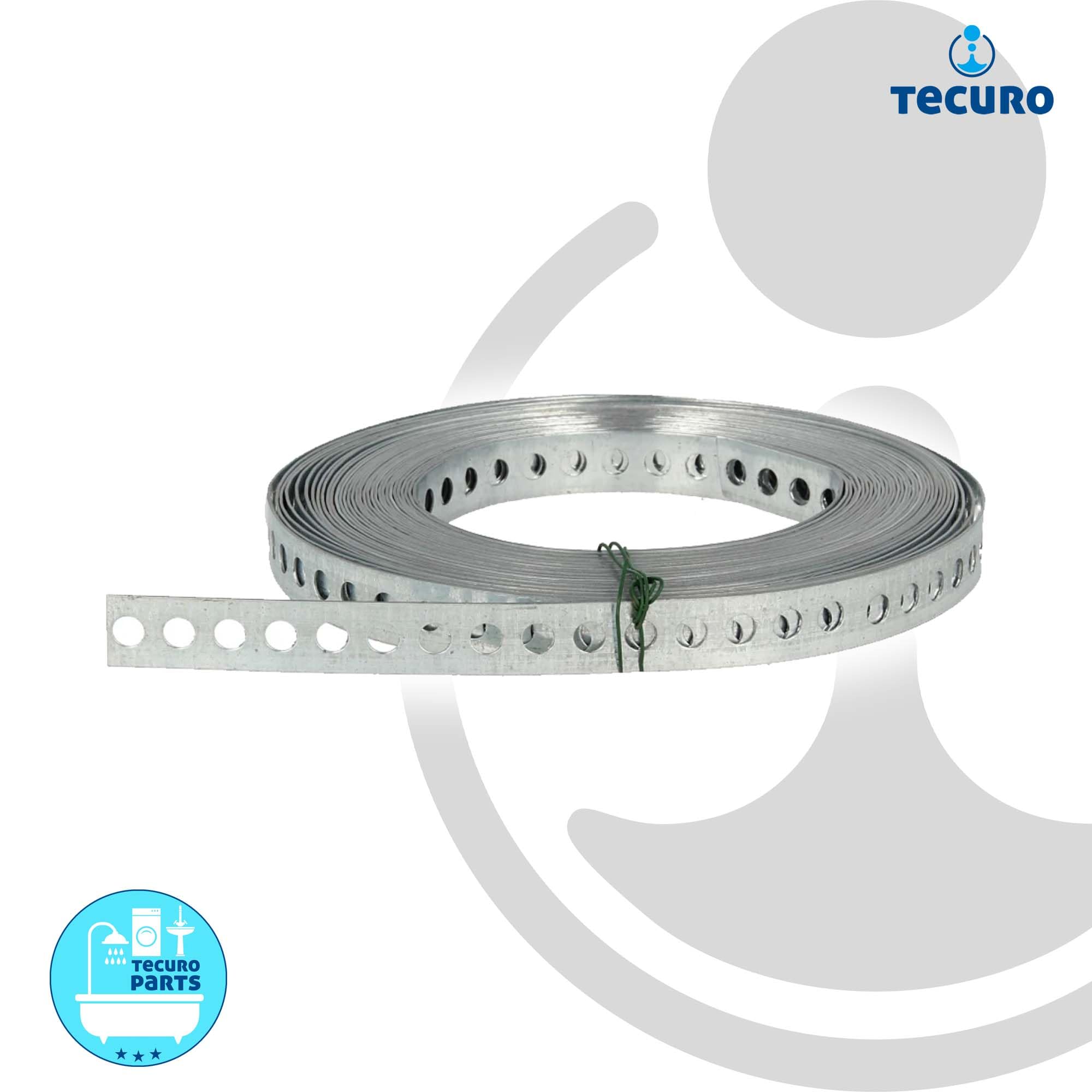 tecuro Taśma perforowana 12 mm x 10 m rolka, grubość materiału 0,6 mm, wymiar otworu Ø 5 mm - stal nierdzewna V2A - LBES12