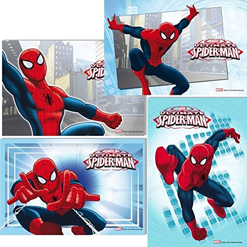 Modecor Ultimate Spiderman Rectangle en Azyme pour Gâteau - 1 Unité - Rouge et Bleu - Anniversaire - Fête d'Anniversaire Enfantine ou Autre Occasion...