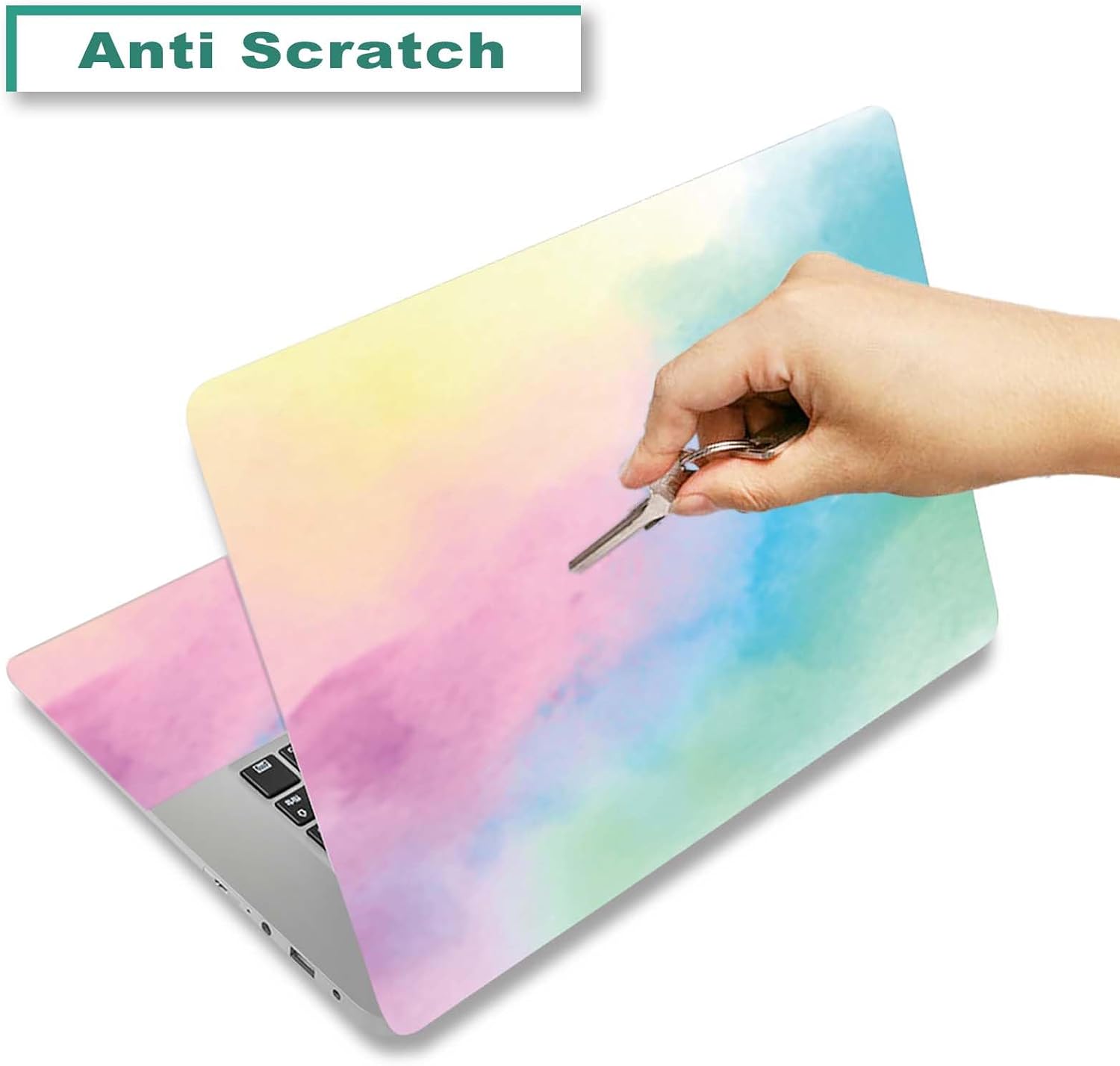 Laptop Skin Sticker Decal, 12" 13" 13.3" 14" 15" 15.4" 15.6" Laptop Vinyl Skin Cover Art Protector Notebook PC (2 Wrist Pad Skins Included), Decorative Waterproof Removable, Watercolor Colorful image 3