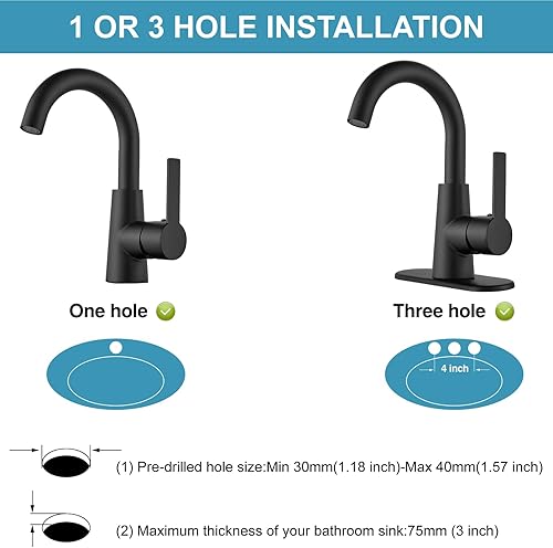Miniatura 2 de Midanya Grifo de fregadero de barra de níquel cepillado para baño, cocina, casa rodante, casa rodante, casa rodante, grifo de lavabo de una sola