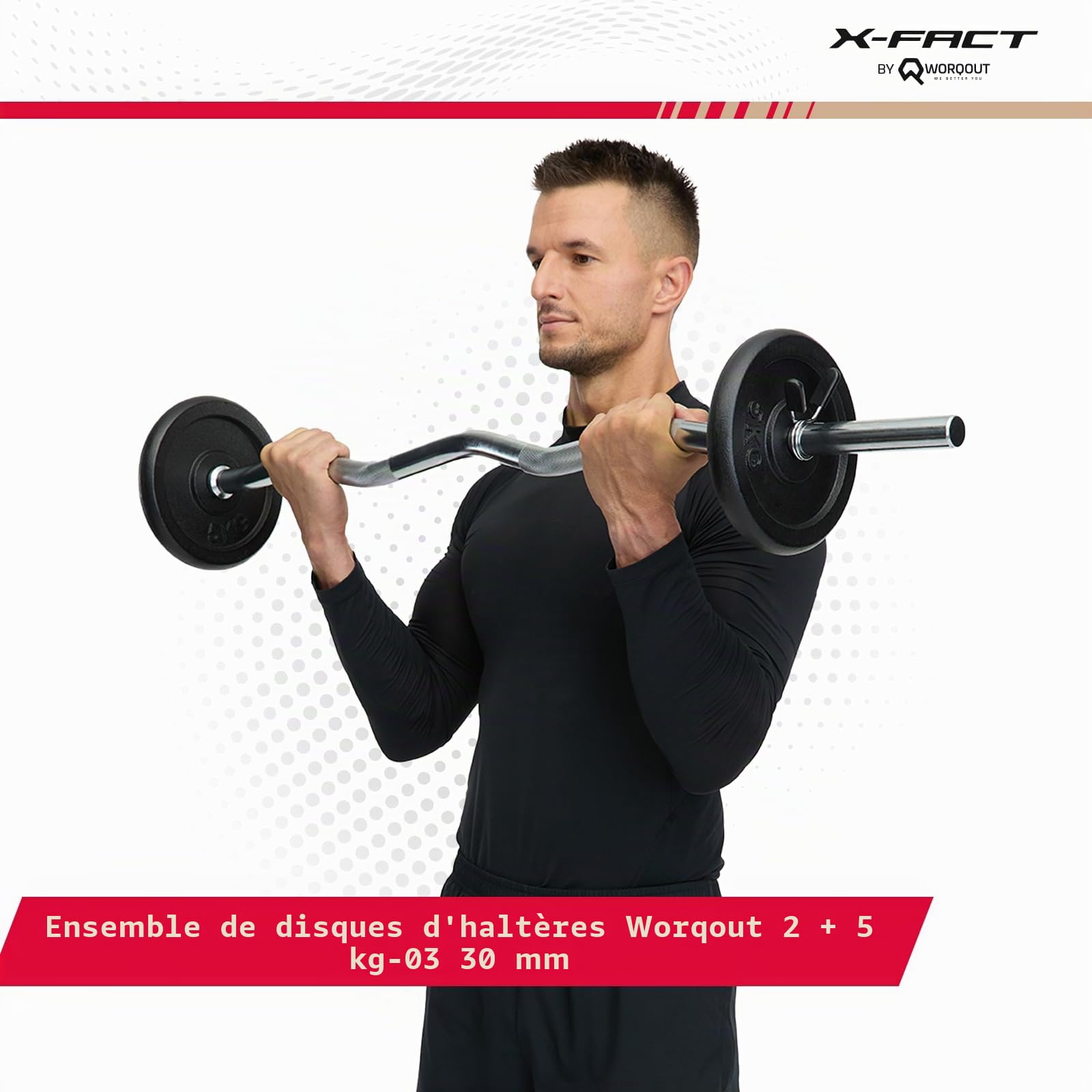 Ensemble de disques de poids – 2 x 5 kg, Ø 30 mm, en fonte pour l'entraînement en force
