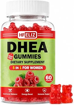 DHEA Supplement for Women, DHEA 25mg Gummies with B6, B12, Folate and Chasteberry for Energy Support, Vegan, Raspberry Flavor, 60 Count