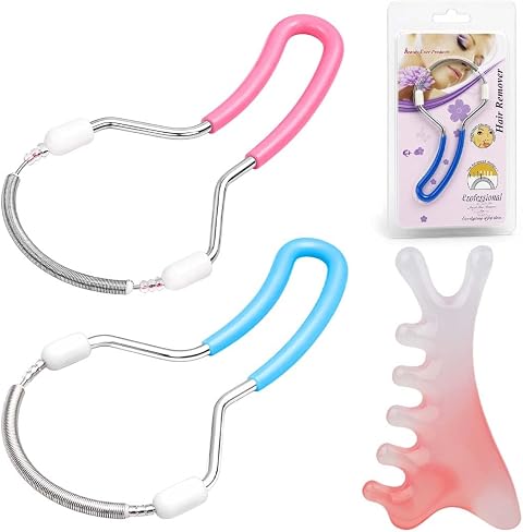 3 Piezas Depiladora Facial, Set Manual: Depiladora Facial + Peine Masajeador 4 En 1, Portátil