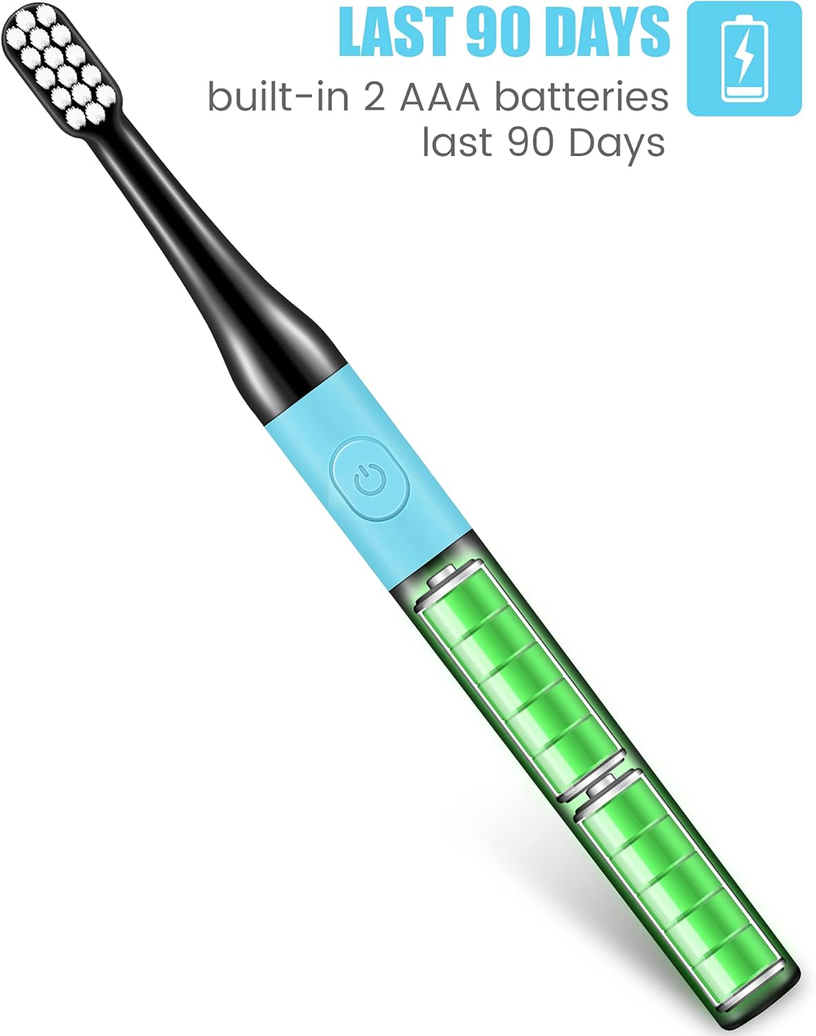 2 Counts Battery Power Electric Toothbrush with Travel Case,40,000 VPM, Lasts 90 Days, Light Brigade Oral Care Electric Sonic Toothbrush, Dentist Recommended Ultra Whitening Toothbrush for Adult Kid : Beauty & Personal Care