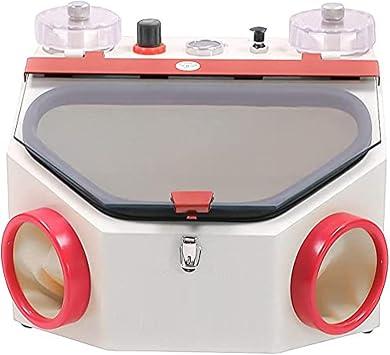 Professional Sandblaster Machine with Dual Pens, Large Viewing Window, LED Lights, Efficient & Durables Sandblasting Equipment for Optimal Performance