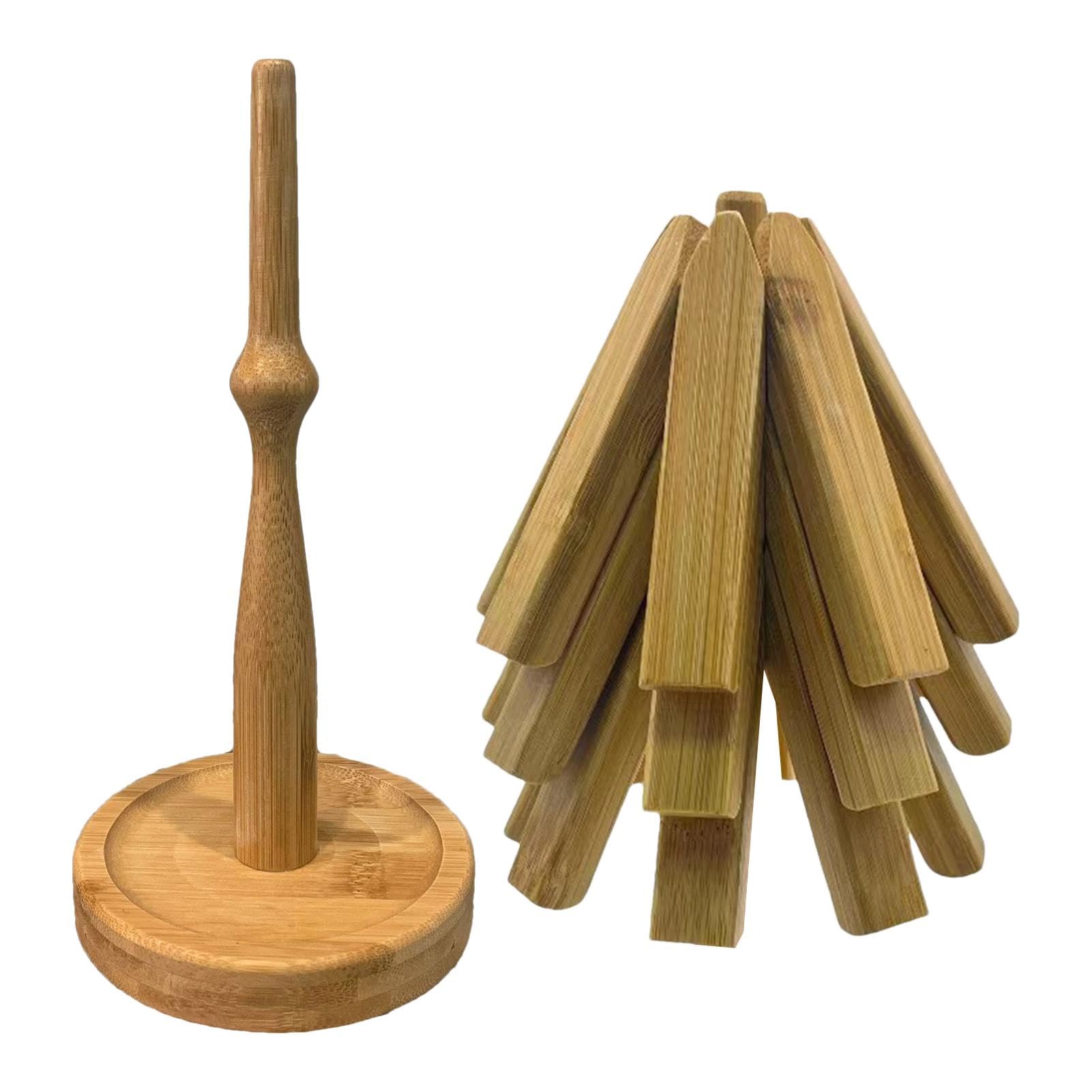 sous-Verres en Bois - Ensemble de sous-Verres en Bois, sous-Verres en Bois, sous-Verres décor de Cuisine | sous-Verre en Bois d'isolation Thermique avec Support Unique, Coussinets Chauds en Bois