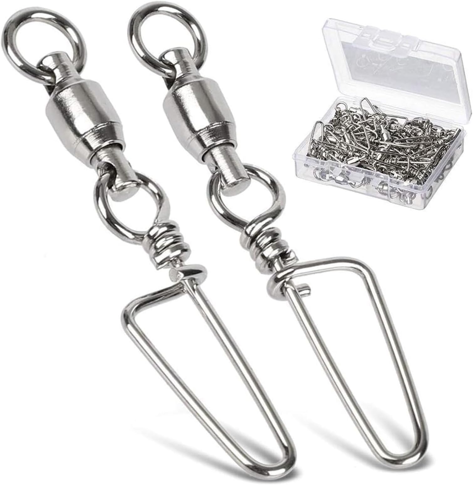 AMYSPORTS High Strength Fishing Snap Swivels - Stainless Steel Ball Bearing Swivels - Saltwater & Freshwater Fishing