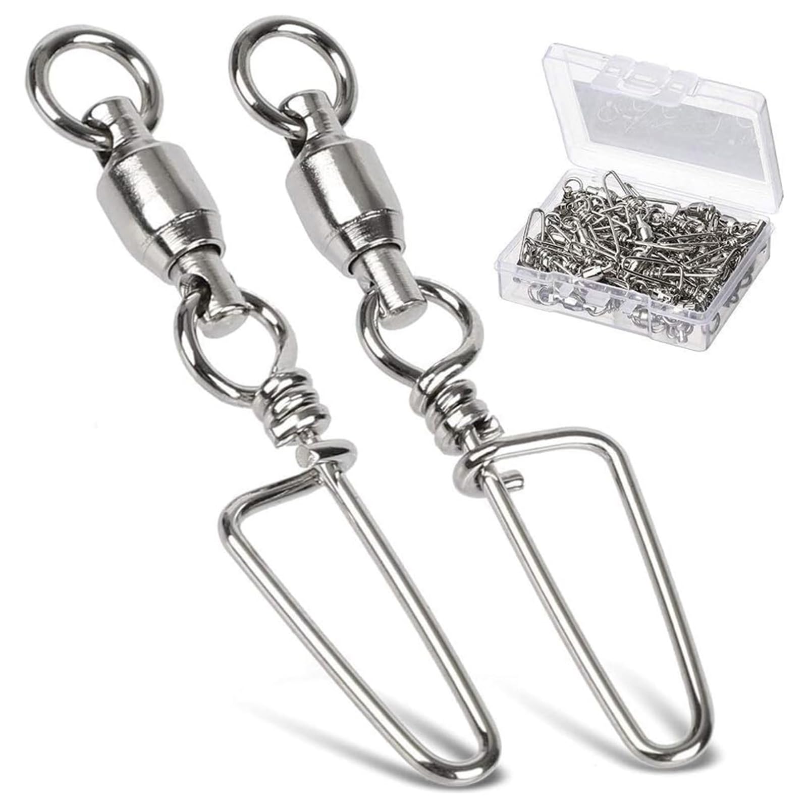 AMYSPORTS High Strength Fishing Snap Swivels - Stainless Steel Ball Bearing Swivels - Saltwater & Freshwater Fishing