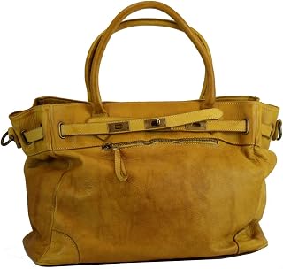 BZNA Bag Mila gelb vintage Italy Designer Business Damen Handtasche Ledertasche Schultertasche Tasche Leder Shopper Neu