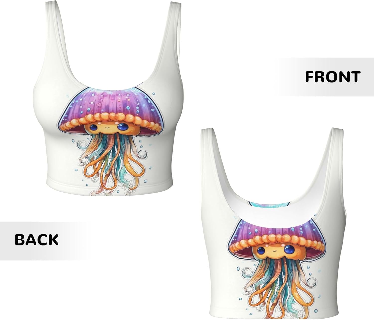 Colorful Jellyfish Print High Impact Sports Bras,Longline Sports Bra,Perfect for Yoga,Running and Gym Workouts