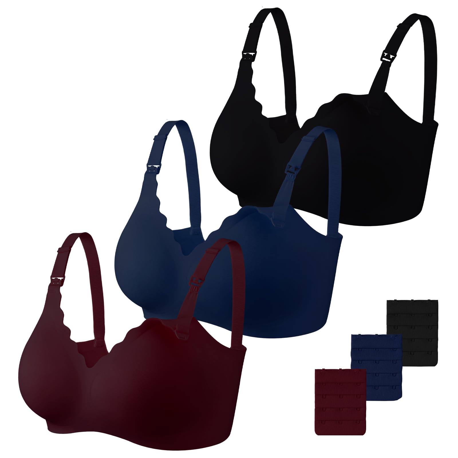 Dresime Reggiseni Allattamento, 3 Pezzi Reggiseno per maternità Senza Fili Ultra Comfort Reggiseni di Gravidanza per Le Donne