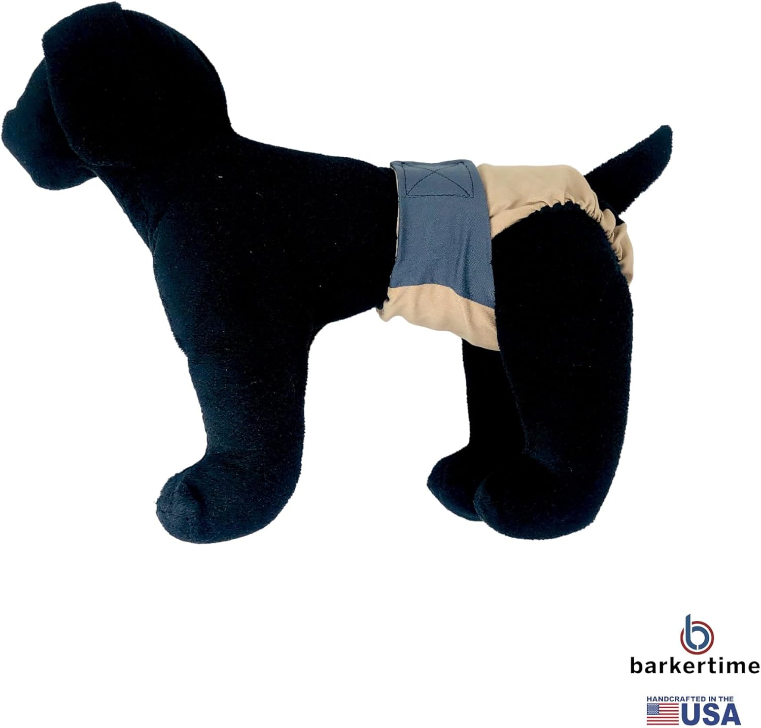 Charcoal Gray on Brown Dog Diaper, XS, with Tail Hole - Made in USA