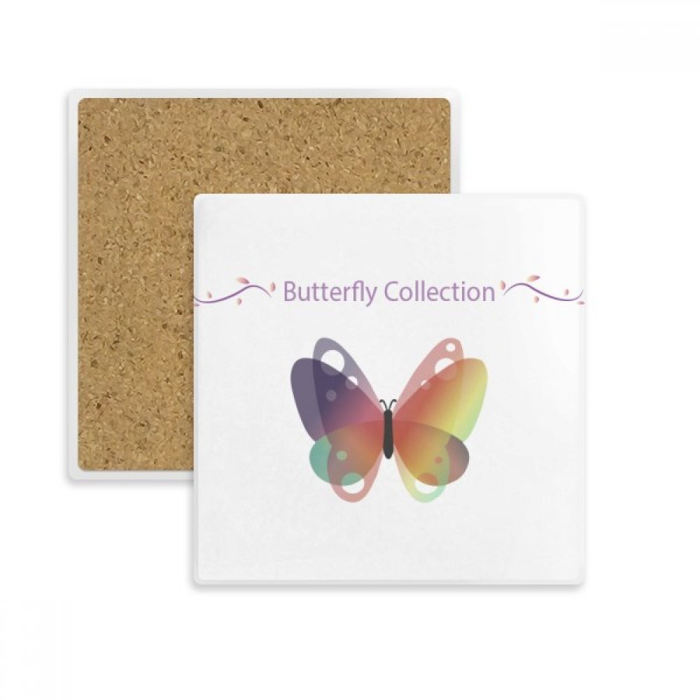 Coaster carré papillon pourpre en pierre absorbante pour tasse et verre multi