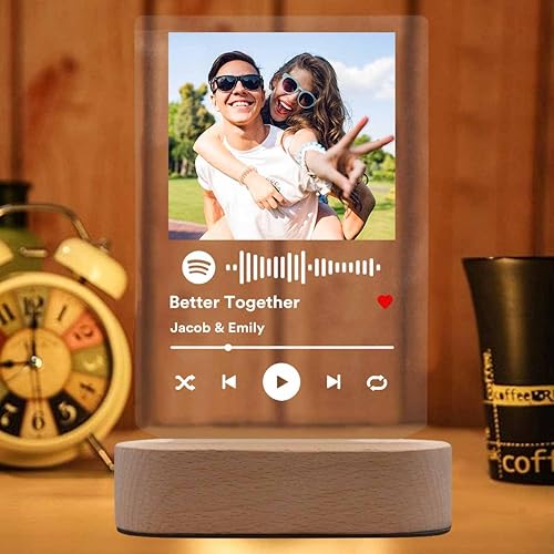 Miniatura 3 de YESCUSTOM Placa de canción acrílica personalizada con foto y luz, álbum de música personalizado para parejas, amantes, mujeres y hombres