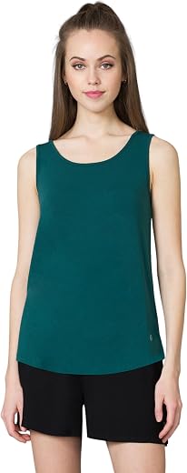 Van Heusen Women Solid Cotton Lounge Tank Top - Comfort Fit, Scoop Neck, Sleeveless