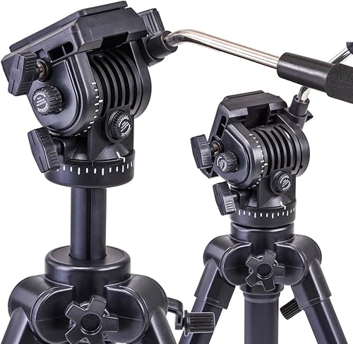 Miniatura 4 de Takama Trípode de cámara de vídeo con tapa de 3 secciones de 66" con cabezal de arrastre fluido