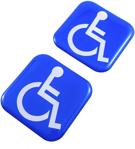 Handicap 2 x 1.5" Square Curved Gel Car Bike Sticker