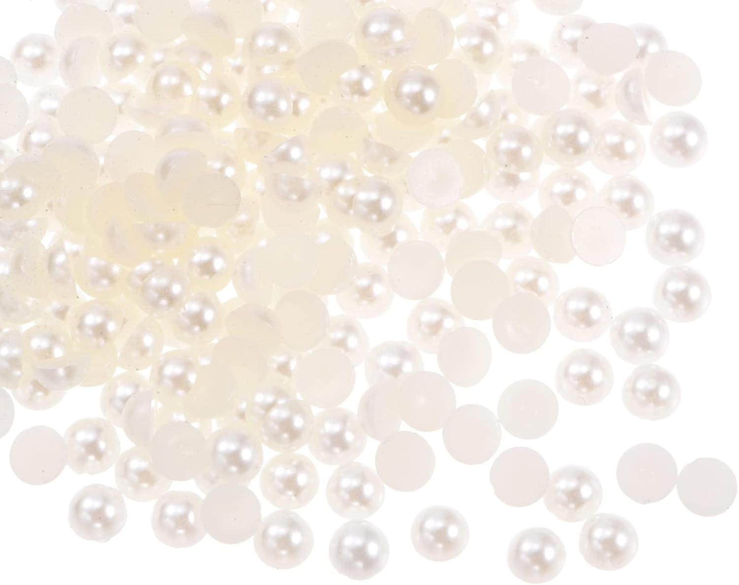 HARFINGTON 1200pcs ABS Half Pearl Beads, 5mm Resin Flat Back Pearls Shiny Imitation Pearl Bead for DIY Crafts Making Shoes Wedding Christmas Photo Frames, Metallic Gold Tone