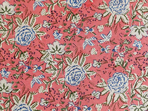 Image of 300 TC 100% Cotton Bedsheet for Double Bed King Size with 2 Pillow Covers | Breathable & Super Soft Rajasthani Sanganeri Jaipuri Printed Bed Sheet - 90 * 108 Inches (Pink)