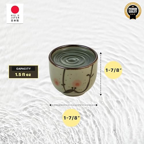 Miniatura 3 de JapanBargain 2755 - Juego de 2 tazas de sake de porcelana japonesa auténtica, aptas para microondas, 1.5 onzas, fabricadas en Japón