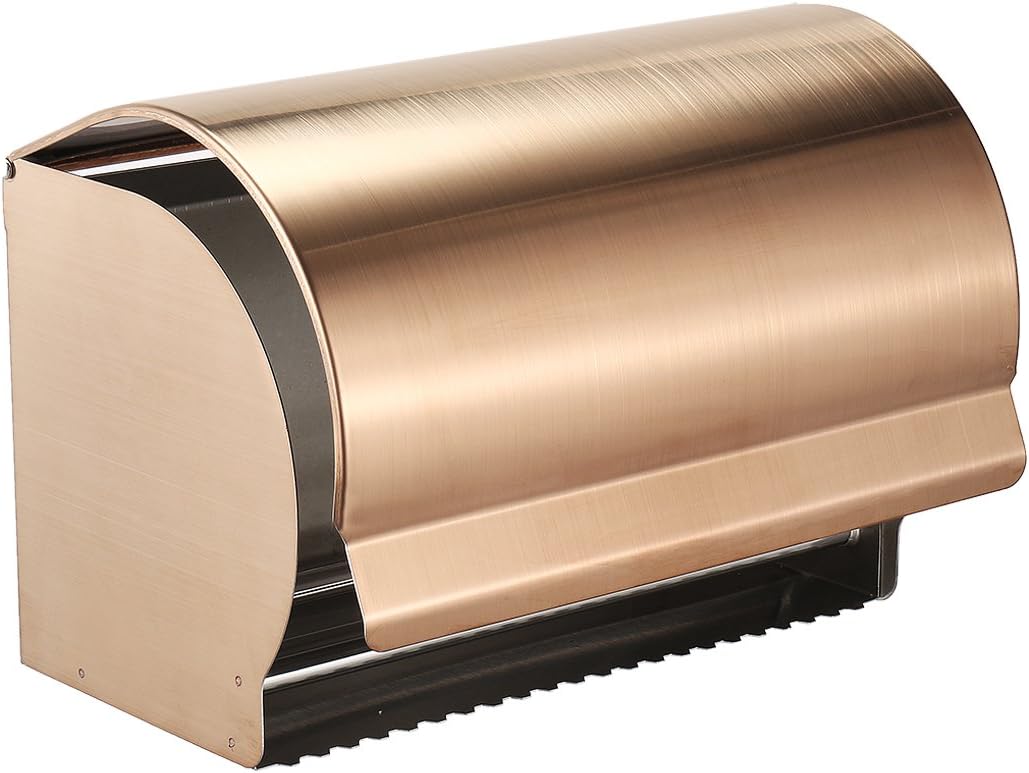 202mmx108mmx126mm Stainless Home hardware Steel Brushed Toilet Paper Holder w Cover Gold Tone Model:36as386qo759