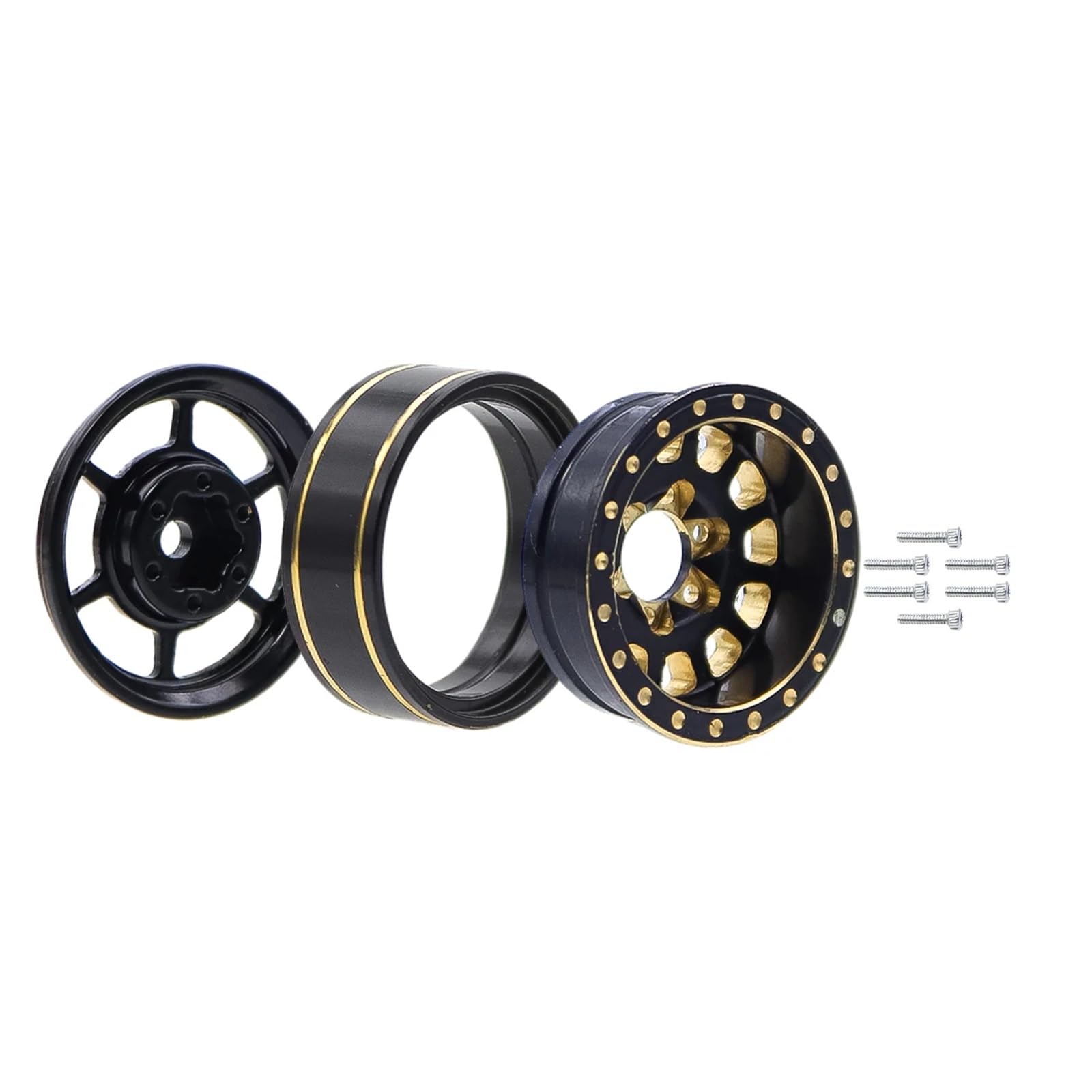 Per Axial Per SCX24 Per FCX24 Per TRX4M 1/24 1/18 RC Auto Parti Di Aggiornamento In Ottone Beadlock Mozzo Ruota Cerchi 4 Pezzi 1.0 Pollici Plus Ricambi Modellini RC