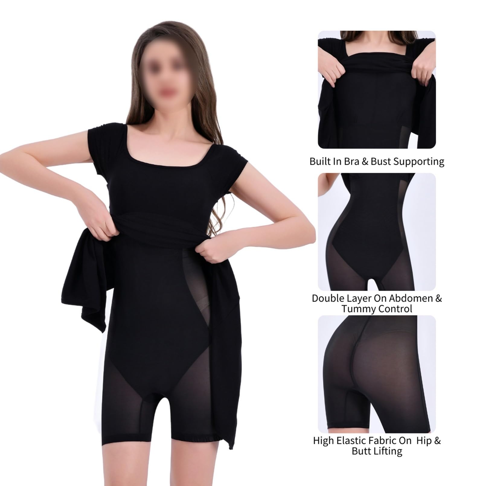 HLTYGWX Vestido Lencero Moldeador para Mujer, Vestido Largo con Control de Barriga y Abertura en la Espalda