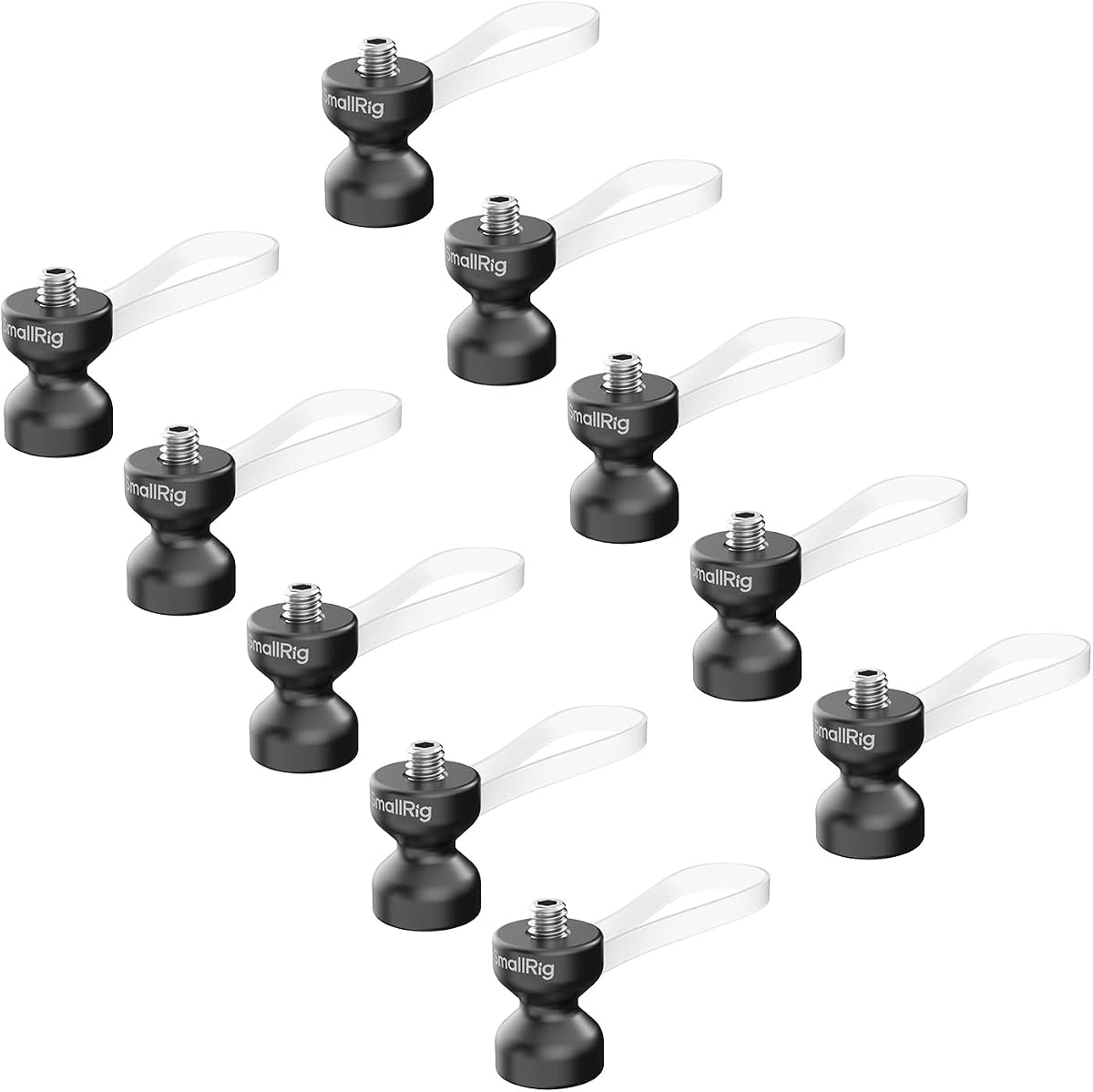 SmallRig Cable Clamp with Elastic Silicone Strap (10pcs, Black), Built-in 1/4"-20 Screw and Threaded Hole, for Tripods/Gimbals/Mounting Bases/Cages, for Sony, for Canon, for Nikon, for Fujifilm