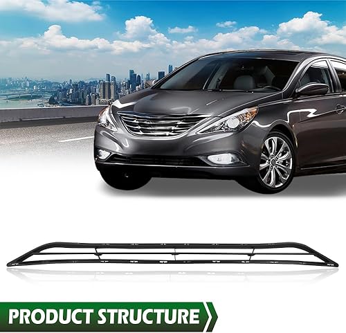 Miniatura 9 de GRAND ORANGE Rejilla central de parachoques delantero inferior compatible con Hyundai Sonata Sedan 2011 2012 2013 865613S000, HY1036114