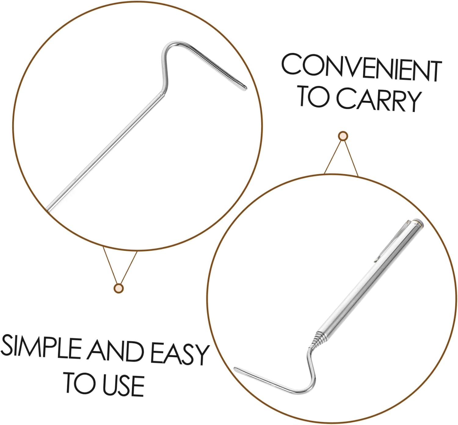 Collapsible Stainless Steel Snake Hook Reptile Grabber for Safe Handling Outdoor Adventures and Wilderness Survival