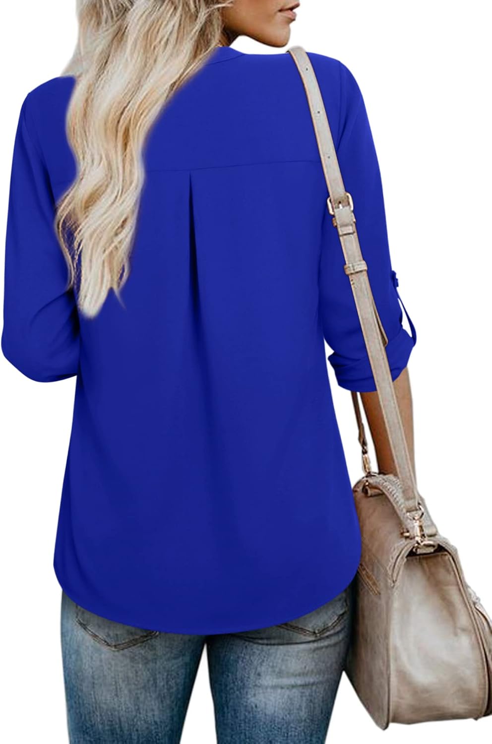 Gaharu Women's Blouses 3/4 Sleeve Work Shirt Chiffon Tunic Top Office Wear - Image 2