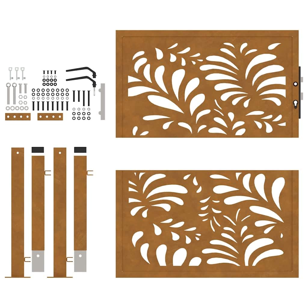 Generico Cancello da Giardino 105x105 cm in Acciaio corten Design Ondulato,Marrone,16.4kg,4100974