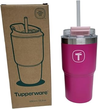 Tupperware Thermal Mug Big T Tumbler To Go Coffee Tea Mug Keeps Cold and Warm Pink, 630 ml