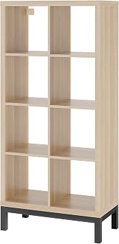 IKEA KALLAX Shelving Unit with underframe, 77x164 cm, White Stained Oak Effect/Black